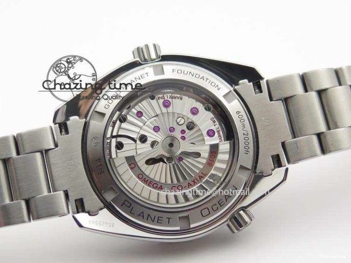 1229 Planet Ocean GMT 42mm V6F 1:1 Best Edition Blue Bezel Orange Numbers On SS Bracelet A Compact 8254